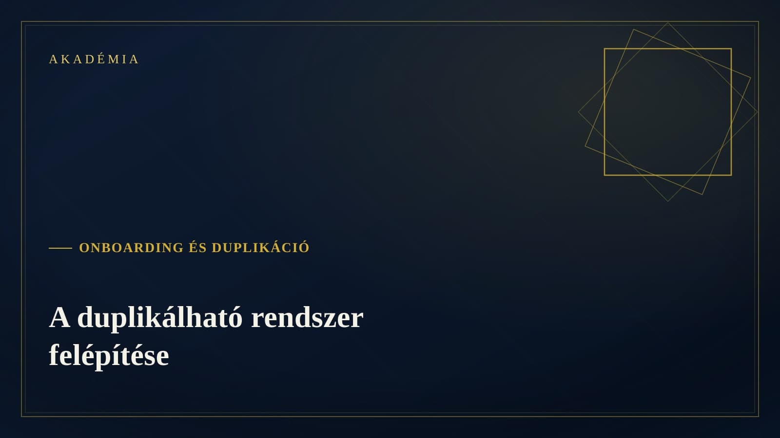 [Akadémia borító] Onboarding és duplikáció — A duplikálható rendszer felépítése