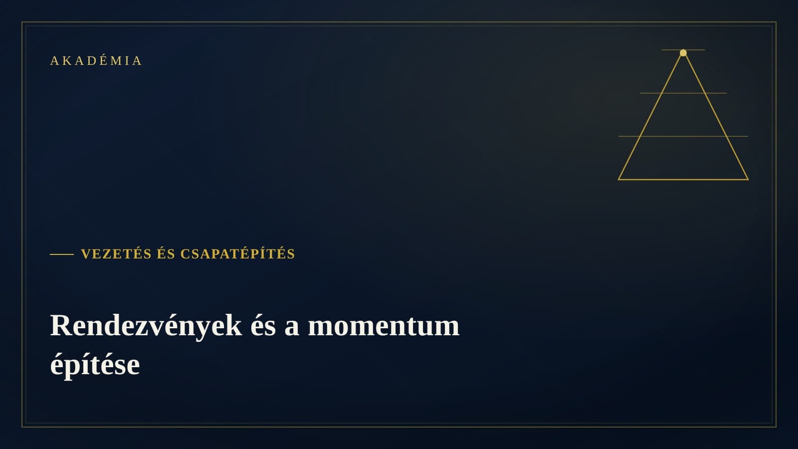 [Akadémia borító] Vezetés és csapatépítés — Rendezvények és a momentum építése